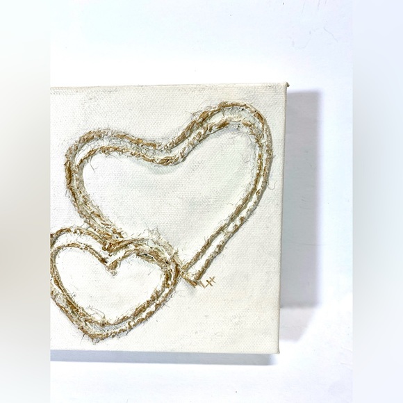 ORIGINAL HANDMADE Multimedia Heart Art on 6”x6”x1.5” Gallery Wrapped Canvas - Picture 6 of 9